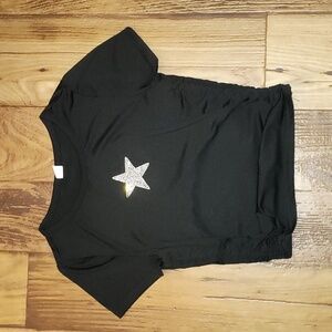 Size 10-11 year old shrivel sideded y2k star shirt in black
